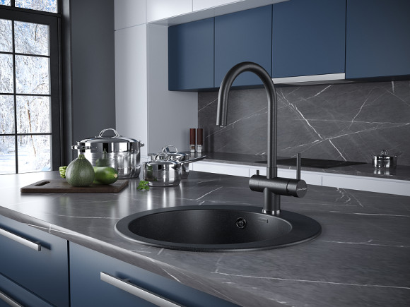 Смеситель для кухни Paulmark Heller He213218-418 Черный металлик