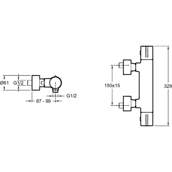 Смеситель для душа Jacob Delafon Toobi E8991-CP с термостатом Хром Смеситель для душа Jacob Delafon Toobi E8991-CP с термостатом Хром