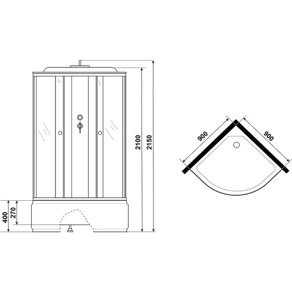 Душевая кабина Niagara Promo 90x90 P90/40/MT без гидромассажа Душевая кабина Niagara Promo 90x90 P90/40/MT без гидромассажа