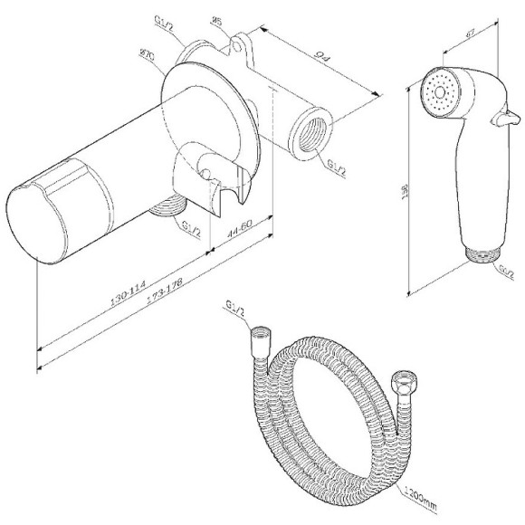 Гигиенический душ со смесителем AM.PM X-Joy TouchReel F0H85A500 Хром Гигиенический душ со смесителем AM.PM X-Joy TouchReel F0H85A500 Хром