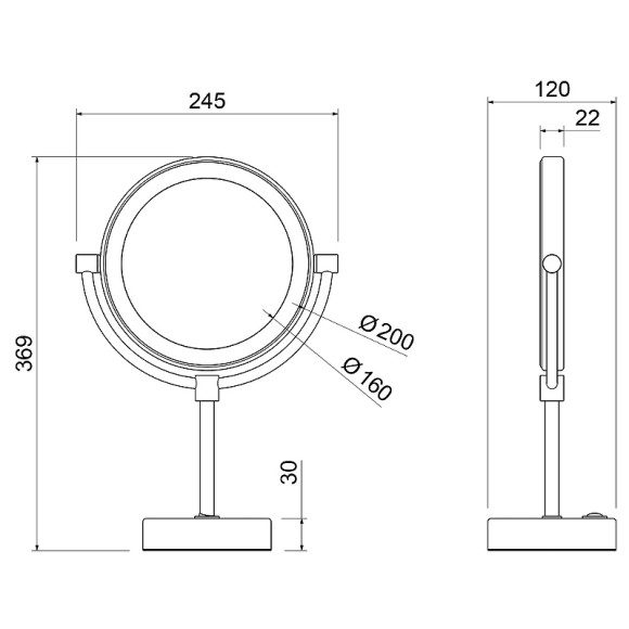 Косметическое зеркало Timo Saona 13276/03 с увеличением с подсветкой Черное