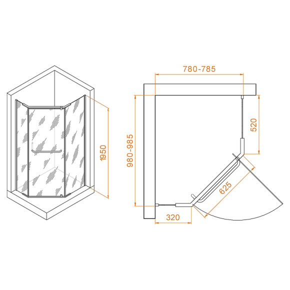 Душевой уголок RGW Passage PA-091B 100x80 35089180-14 профиль Черный стекло прозрачное