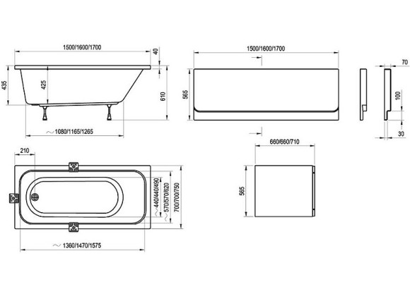 Акриловая ванна Ravak Chrome 150x70 C721000000 без гидромассажа
