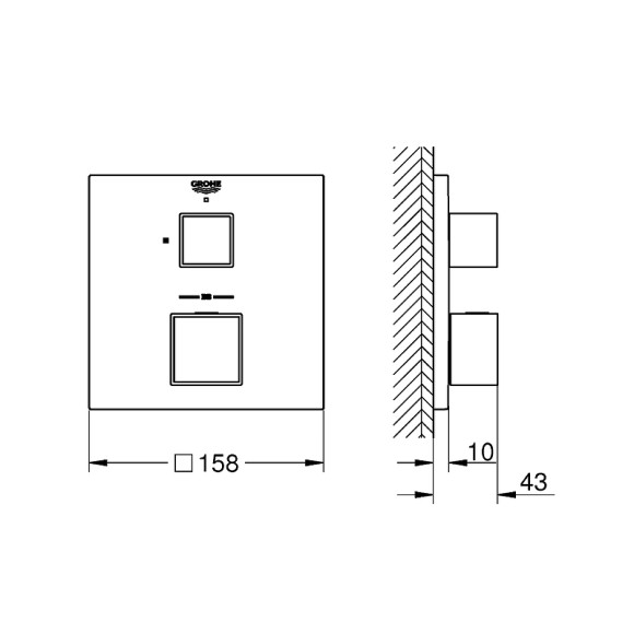 Смеситель для душа Grohe Grohtherm Cube 24153000 с термостатом Хром