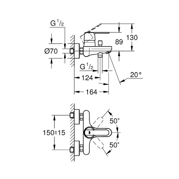 Смеситель для ванны Grohe Get 32887000 Хром Смеситель для ванны Grohe Get 32887000 Хром