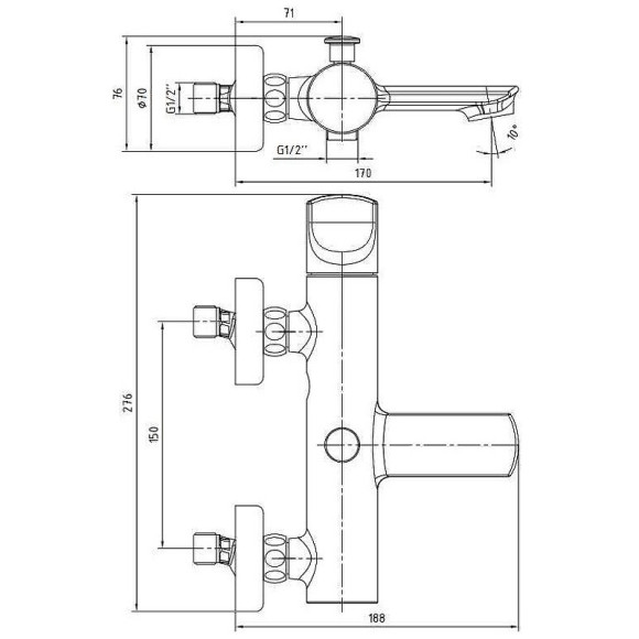 Смеситель для ванны E.C.A. Myra 104102470EX Белый