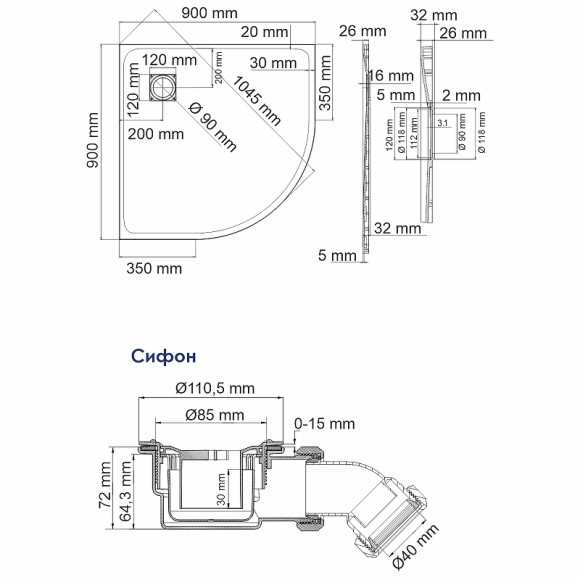 Душевой поддон из стеклопластика WasserKRAFT Elbe 90х90 74T01 Черный матовый Душевой поддон из стеклопластика WasserKRAFT Elbe 90х90 74T01 Черный матовый