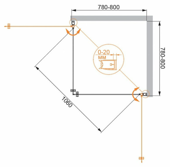 Душевой уголок Cezares Elena 80x80 ELENA-W-A-2-80-P-Cr профиль Хром стекло рифленое Душевой уголок Cezares Elena 80x80 ELENA-W-A-2-80-P-Cr профиль Хром стекло рифленое