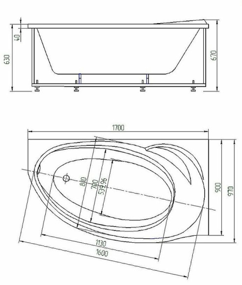 Акриловая ванна Aquatek Бетта 170x97 R BET170-0000084 без гидромассажа с фронтальной панелью с каркасом (вклеенный) со слив-переливом Акриловая ванна Aquatek Бетта 170x97 R BET170-0000084 без гидромассажа с фронтальной панелью с каркасом (вклеенный) со слив-переливом