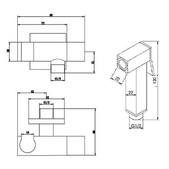 Гигиенический душ с запорным вентилем Cezares Czr CZR-L-DIF-02 Бронза Гигиенический душ с запорным вентилем Cezares Czr CZR-L-DIF-02 Бронза