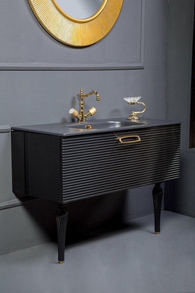 Тумба под раковину Boheme Armadi Art Vallessi Avangarde Linea 100 842-100-BG подвесная Черная Золото