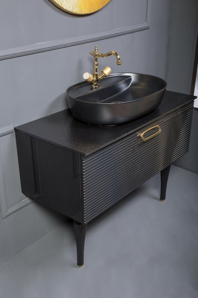Тумба под раковину Boheme Armadi Art Vallessi Avangarde Linea 100 842-100-BG подвесная Черная Золото