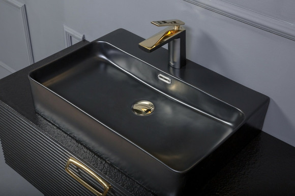 Тумба под раковину Boheme Armadi Art Vallessi Avangarde Linea 100 842-100-BG подвесная Черная Золото