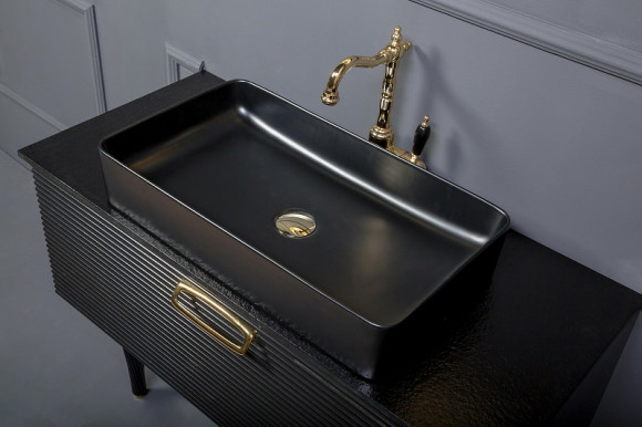 Тумба под раковину Boheme Armadi Art Vallessi Avangarde Linea 100 842-100-BG подвесная Черная Золото