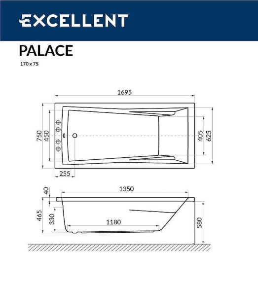Акриловая ванна Excellent Palace 170x75 WAEX.PAL17.LINE.GL с гидромассажем Акриловая ванна Excellent Palace 170x75 WAEX.PAL17.LINE.GL с гидромассажем