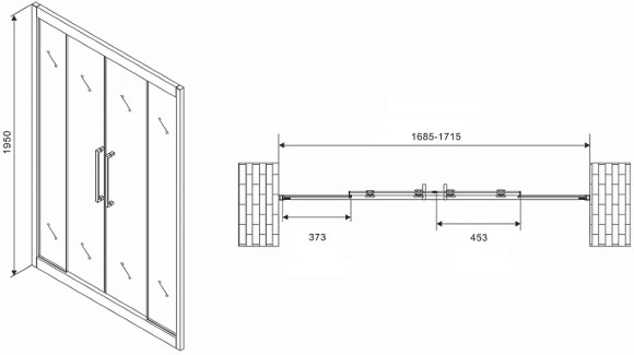 Душевая дверь Abber Schwarzer Diamant 170 AG33170H профиль Хром стекло прозрачное Душевая дверь Abber Schwarzer Diamant 170 AG33170H профиль Хром стекло прозрачное