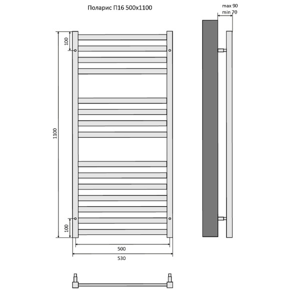Водяной полотенцесушитель Aquatek Поларис П16 500x1100 AQ KO1610BL Черный муар Водяной полотенцесушитель Aquatek Поларис П16 500x1100 AQ KO1610BL Черный муар