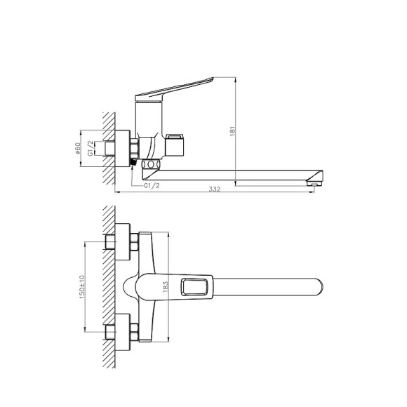 Смеситель для ванны Haiba HB22595 универсальный Хром Смеситель для ванны Haiba HB22595 универсальный Хром