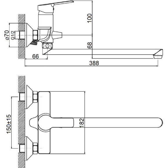 Смеситель для ванны Orange Prim M42-211cr универсальный Хром