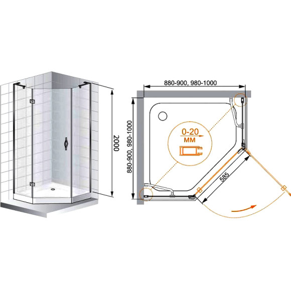 Душевой уголок Cezares Bergamo 100x100 L BERGAMO-W-P-1-100-C-Cr-L-IV профиль Хром стекло прозрачное Душевой уголок Cezares Bergamo 100x100 L BERGAMO-W-P-1-100-C-Cr-L-IV профиль Хром стекло прозрачное
