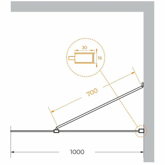 Душевая перегородка Cezares Liberta 100 LIBERTA-L-1-TB-100-C-Cr профиль Хром стекло прозрачное