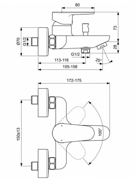 Смеситель для ванны Ideal Standard Cerafine Model O BC500XG Черный шелк