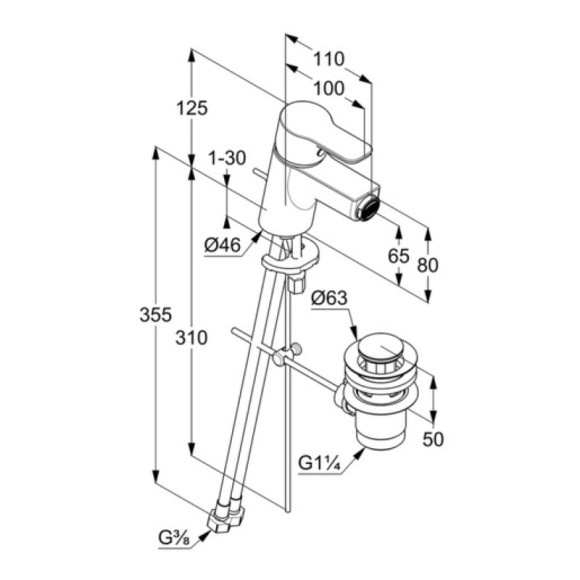 Смеситель для биде Kludi Pure Easy 375330565 Хром