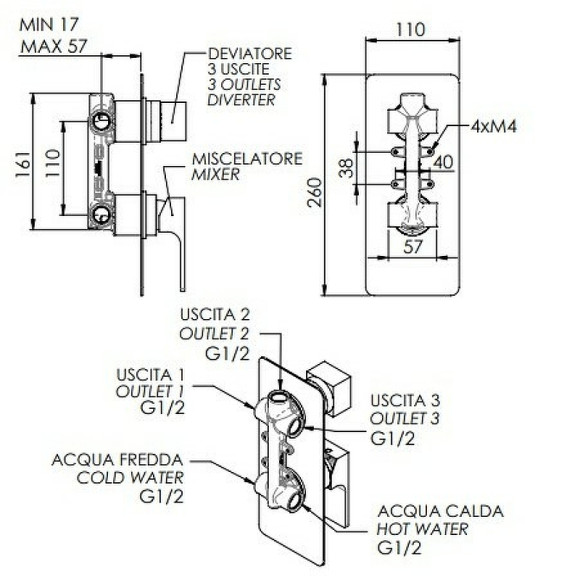 Смеситель для душа Remer Absolute AU93VO Бронза Смеситель для душа Remer Absolute AU93VO Бронза
