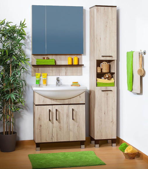 Зеркальный шкаф Бриклаер Карибы 75 4620750416058 Дуб кантри Венге