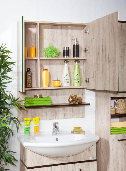 Зеркальный шкаф Бриклаер Карибы 75 4620750416058 Дуб кантри Венге