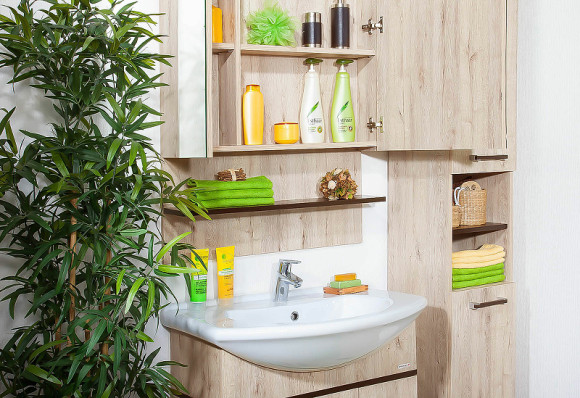 Зеркальный шкаф Бриклаер Карибы 75 4620750416058 Дуб кантри Венге