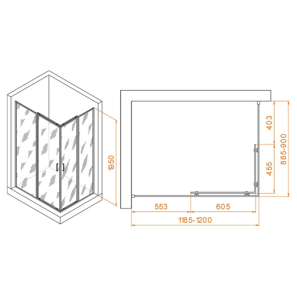 Душевой уголок RGW Passage PA-040 120x90 3508104092-11 профиль Хром стекло прозрачное