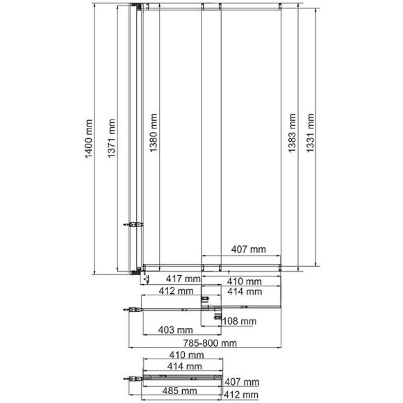 Шторка на ванну WasserKRAFT Dill 80 61S02-80 профиль Черный стекло прозрачное