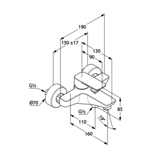 Смеситель для ванны Kludi Pure Style 406813975 Черный матовый Смеситель для ванны Kludi Pure Style 406813975 Черный матовый