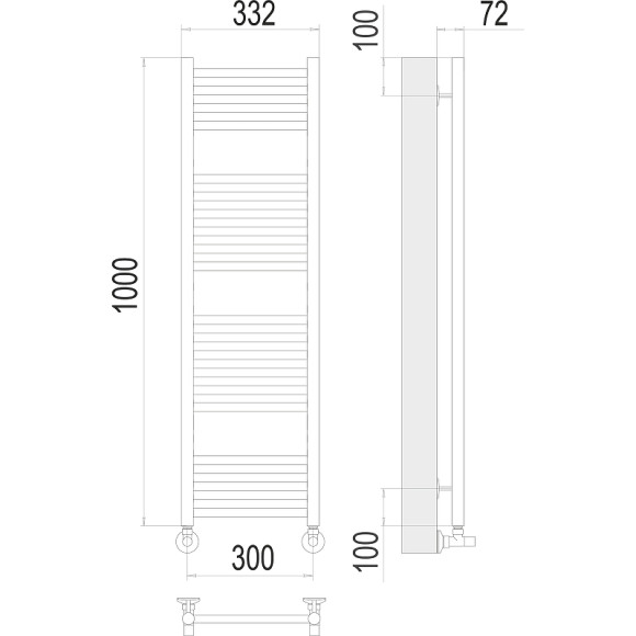 Водяной полотенцесушитель Terminus Аврора П20 300x1000 4670078529329 Хром, нижнее подключение, G 1/2" ВР, с угловым соединением Водяной полотенцесушитель Terminus Аврора П20 300x1000 4670078529329 Хром, нижнее подключение, G 1/2" ВР, с угловым соединением