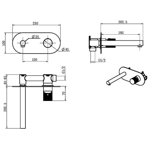 Смеситель для раковины Boheme Stick 125-NB.2 Никель