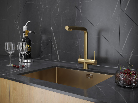 Смеситель для кухни Paulmark Skalen Sk213020-BG Брашированное золото