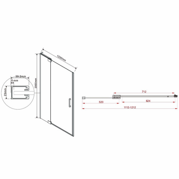 Душевая дверь Vincea Extra 120 VDP-1E1112CLGM профиль Вороненая сталь стекло прозрачное