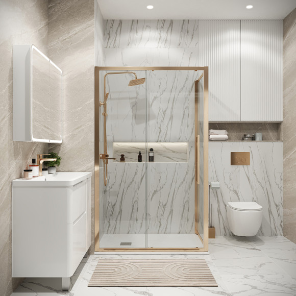 Душевой уголок Grossman Cosmo 100х70 120.K33.02.1070.32.00 профиль Золото сатин стекло прозрачное Душевой уголок Grossman Cosmo 100х70 120.K33.02.1070.32.00 профиль Золото сатин стекло прозрачное