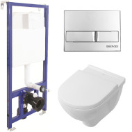 Комплект унитаза Villeroy&Boch O Novo 5660H101 с инсталляцией Berges Novum L3 040213 с сиденьем Микролифт и клавишей смыва Хром Комплект унитаза Villeroy&Boch O Novo 5660H101 с инсталляцией Berges Novum L3 040213 с сиденьем Микролифт и клавишей смыва Хром