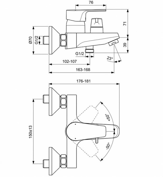 Смеситель для ванны Ideal Standard Cerafine Model D BC494AA Хром Смеситель для ванны Ideal Standard Cerafine Model D BC494AA Хром