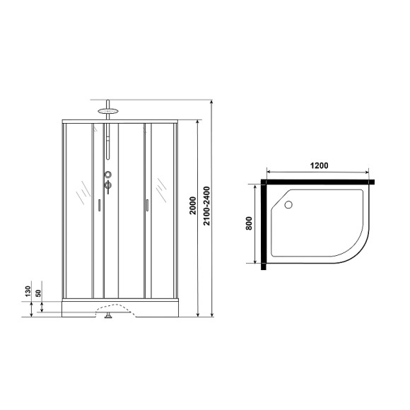 Душевая кабина Niagara Classic 120х80 L NG-3512-14LBKTG с гидромассажем Душевая кабина Niagara Classic 120х80 L NG-3512-14LBKTG с гидромассажем