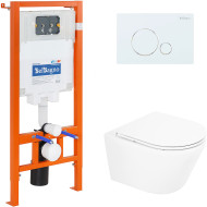 Комплект унитаза с инсталляцией BelBagno Tre BB8001CHR/SC/BB002-80/BB014-SR-BIANCO с сиденьем Микролифт и Белой клавишей смыва Комплект унитаза с инсталляцией BelBagno Tre BB8001CHR/SC/BB002-80/BB014-SR-BIANCO с сиденьем Микролифт и Белой клавишей смыва