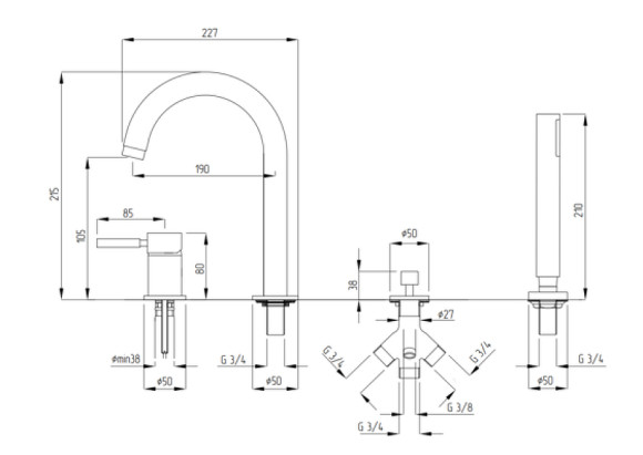 Смеситель на борт ванны Migliore Fortis 31556 (18651) Хром
