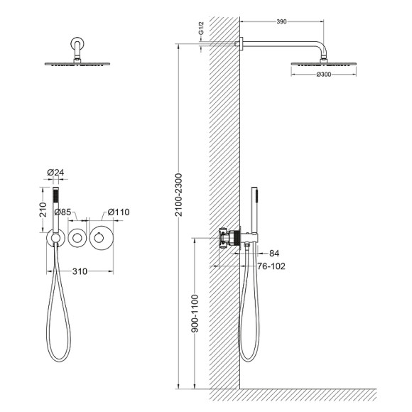 Душевая система Timo Saona SX-2359/03SM с термостатом Черная матовая Душевая система Timo Saona SX-2359/03SM с термостатом Черная матовая