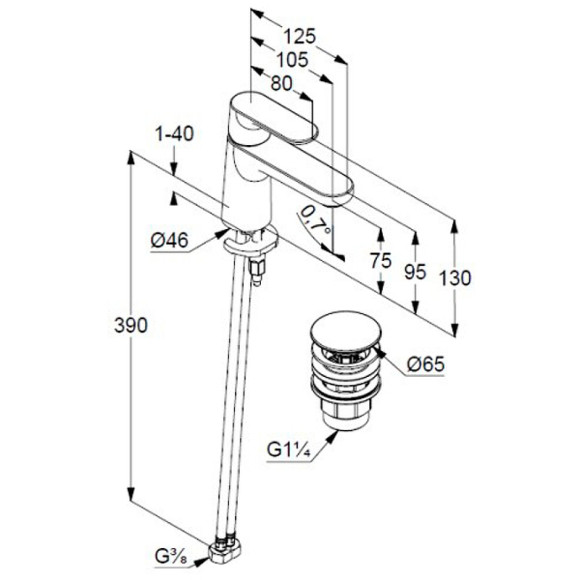 Смеситель для раковины Kludi Louva 242660575 Хром Смеситель для раковины Kludi Louva 242660575 Хром