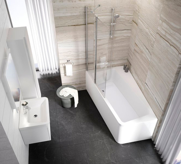 Шторка на ванну Ravak 10° CVS2-100 100х150 L 7QLA0C03Z1 профиль Хром стекло Transparent