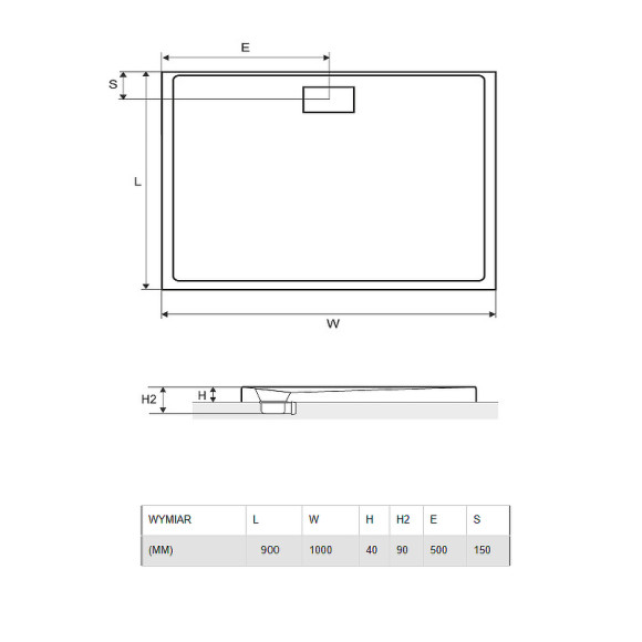 Акриловый поддон для душа Excellent Zero 100х90 BREX.1203.100.090.WHN Белый