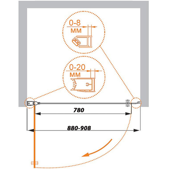 Душевая дверь Cezares Elena 90 ELENA-W-B-1-90-C-Cr профиль Хром стекло прозрачное Душевая дверь Cezares Elena 90 ELENA-W-B-1-90-C-Cr профиль Хром стекло прозрачное