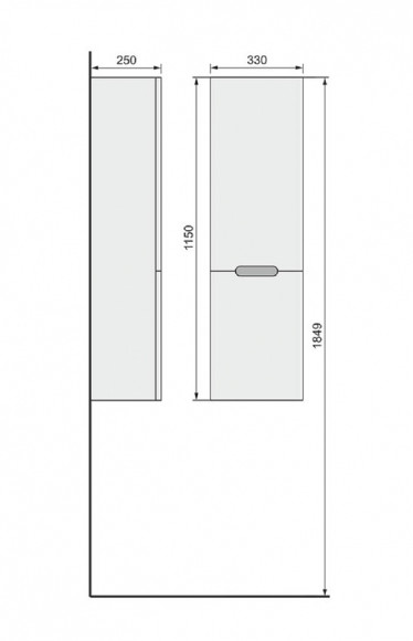Шкаф пенал Jorno Moduo Slim 33 R Mod.04.115/P/W подвесной Белый глянец